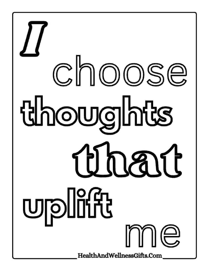 Simple affirmations coloring pages mindful and wellness quotes